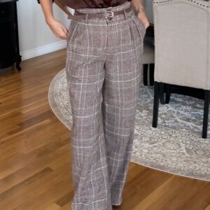NWT - Belted Plaid High-Waisted Pants